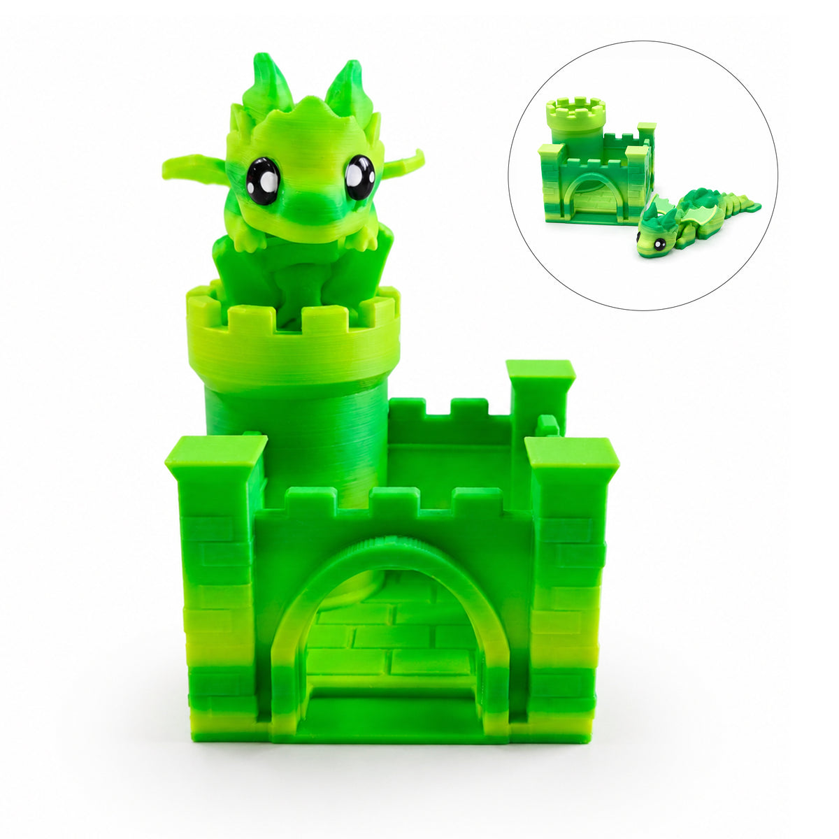 Ensemble de dragon articulé et château imprimé 3D