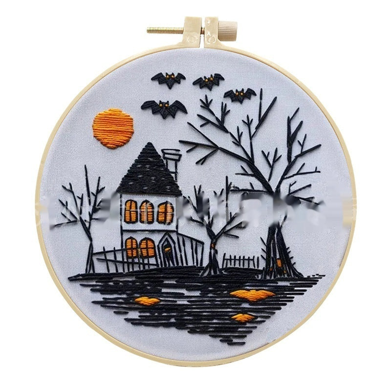 Broderie Crâne Motif Bat Broderie Matériel fait à la main