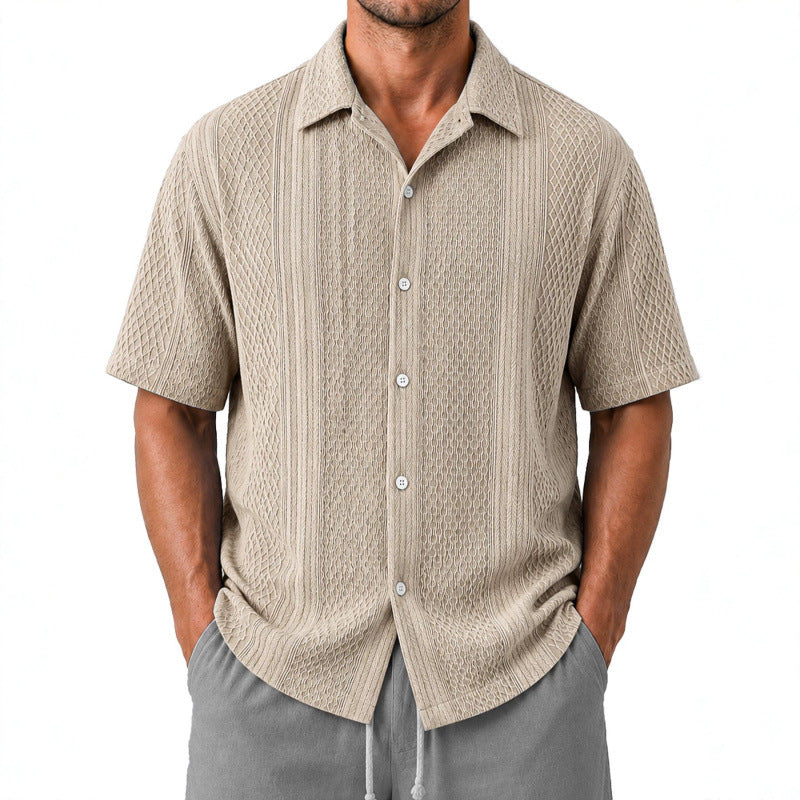 Chemise casual à manches courtes avec impression d'arbre de coco 3D