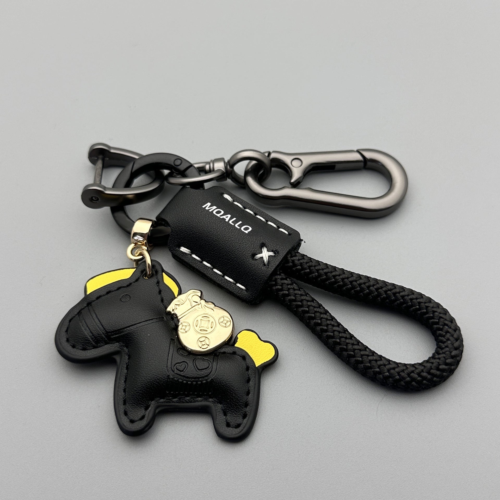 Immédiatement riche main Cowhide voiture porte clé Pendentif simple Personnalité