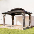 10 x 14 Gazebo à toit rigide avec double toit en acier galvanisé