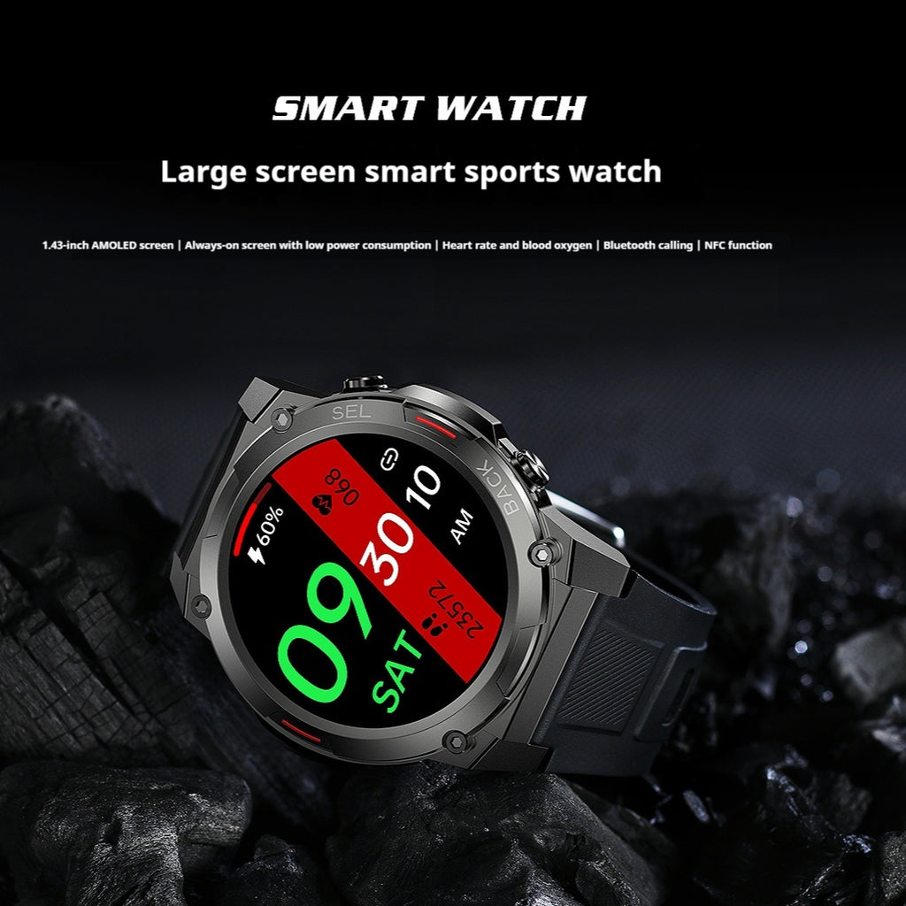 Anti-chute 143 pouces écran IP68 étanche NFC Smart Watch