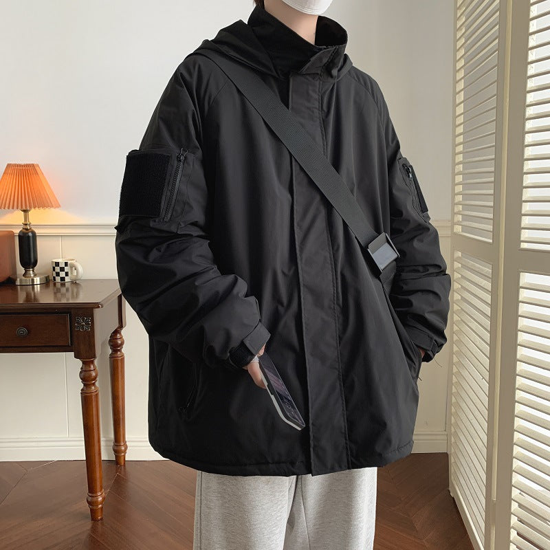 Veste velcro Shell Veste à trois en un manteau à capuche japonaise Veste de travail