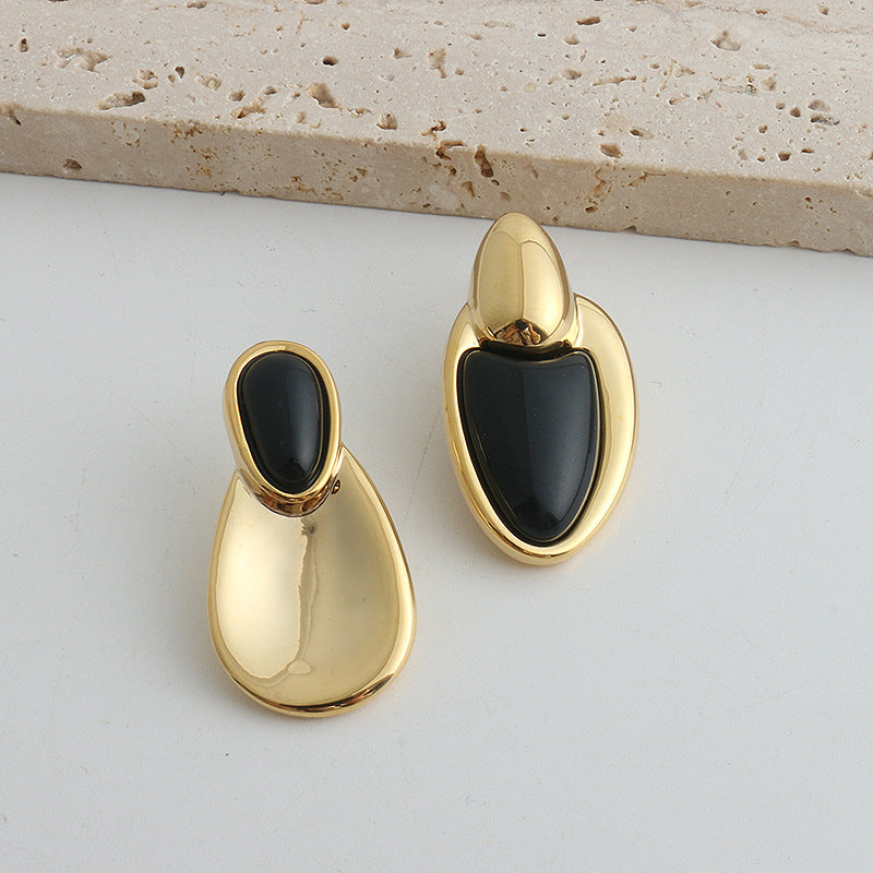 Chinese Style Accessoires Irrégulier Pointage Noir Onyx Collier Femmes