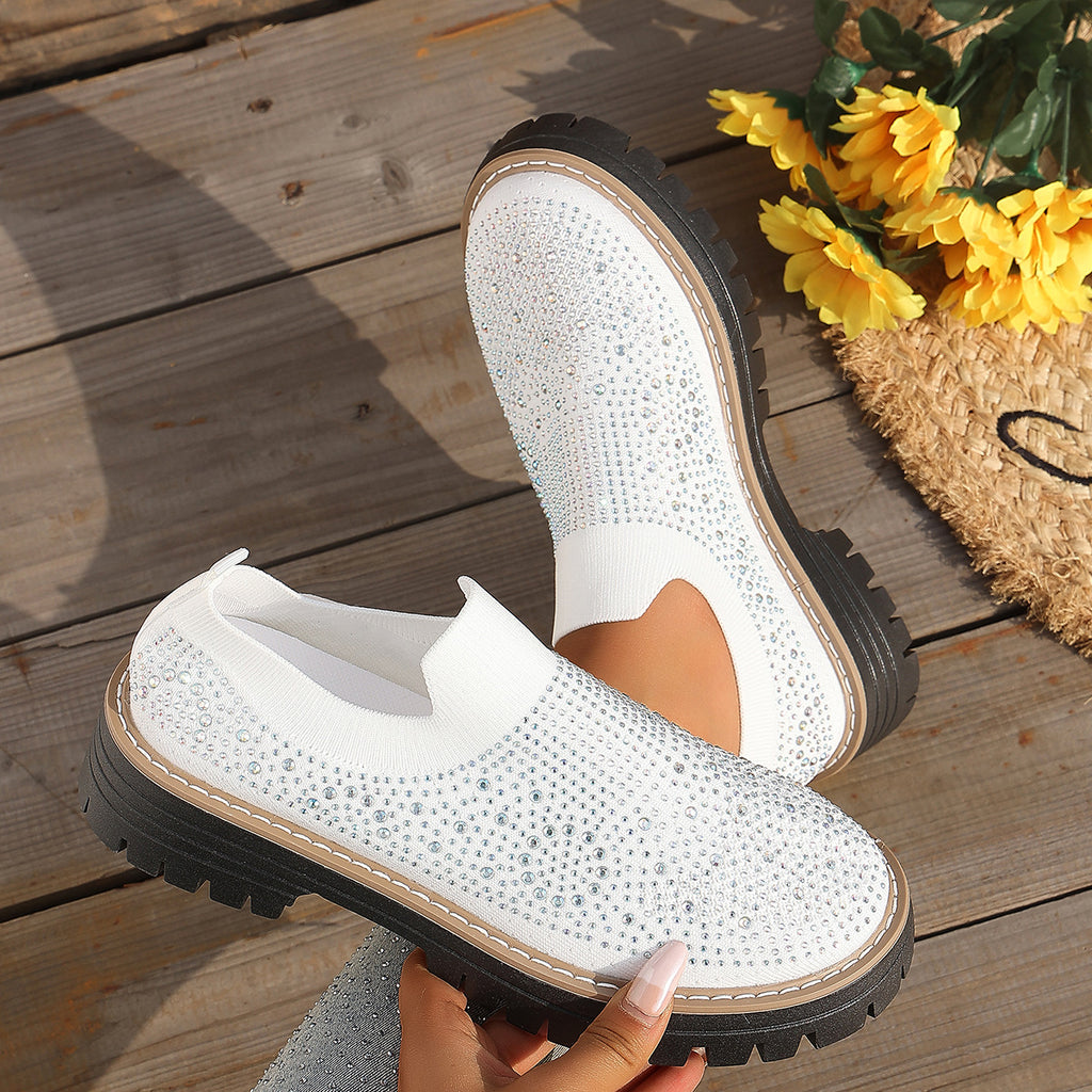 Sneakers casual féminins en Strass-Embelled Stretchy