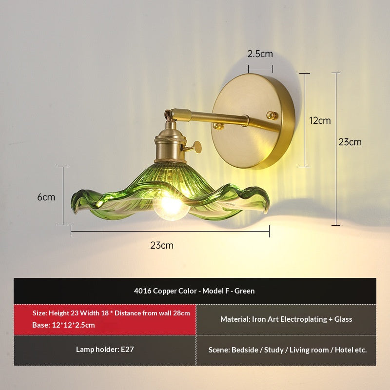 Lampe murale retro en verre coloré