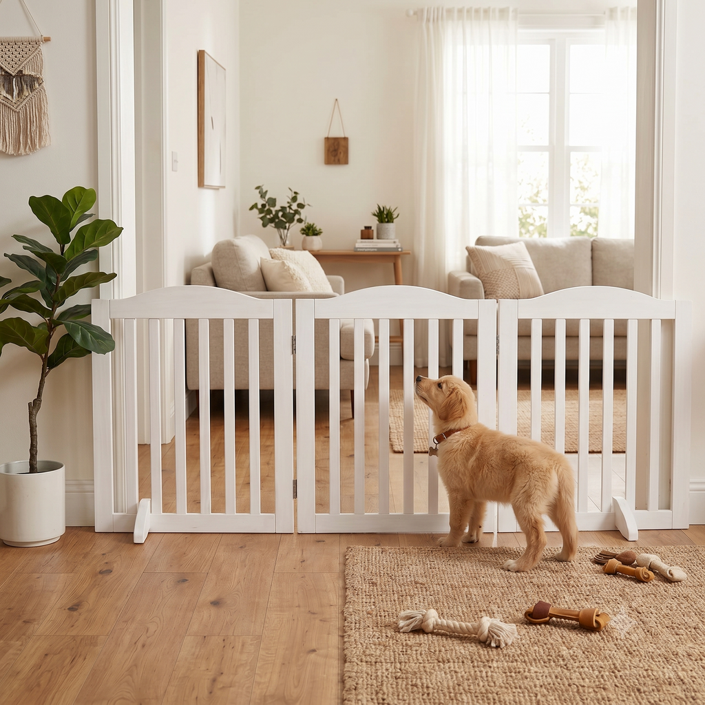 Porte pliable pour chiens en bois