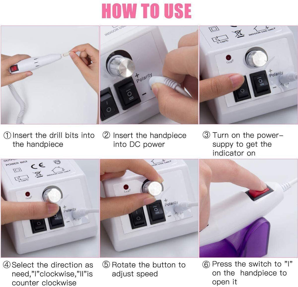 Perceuse électrique à ongles professionnel Machine Manucure Pédicure Portable Nail File UK