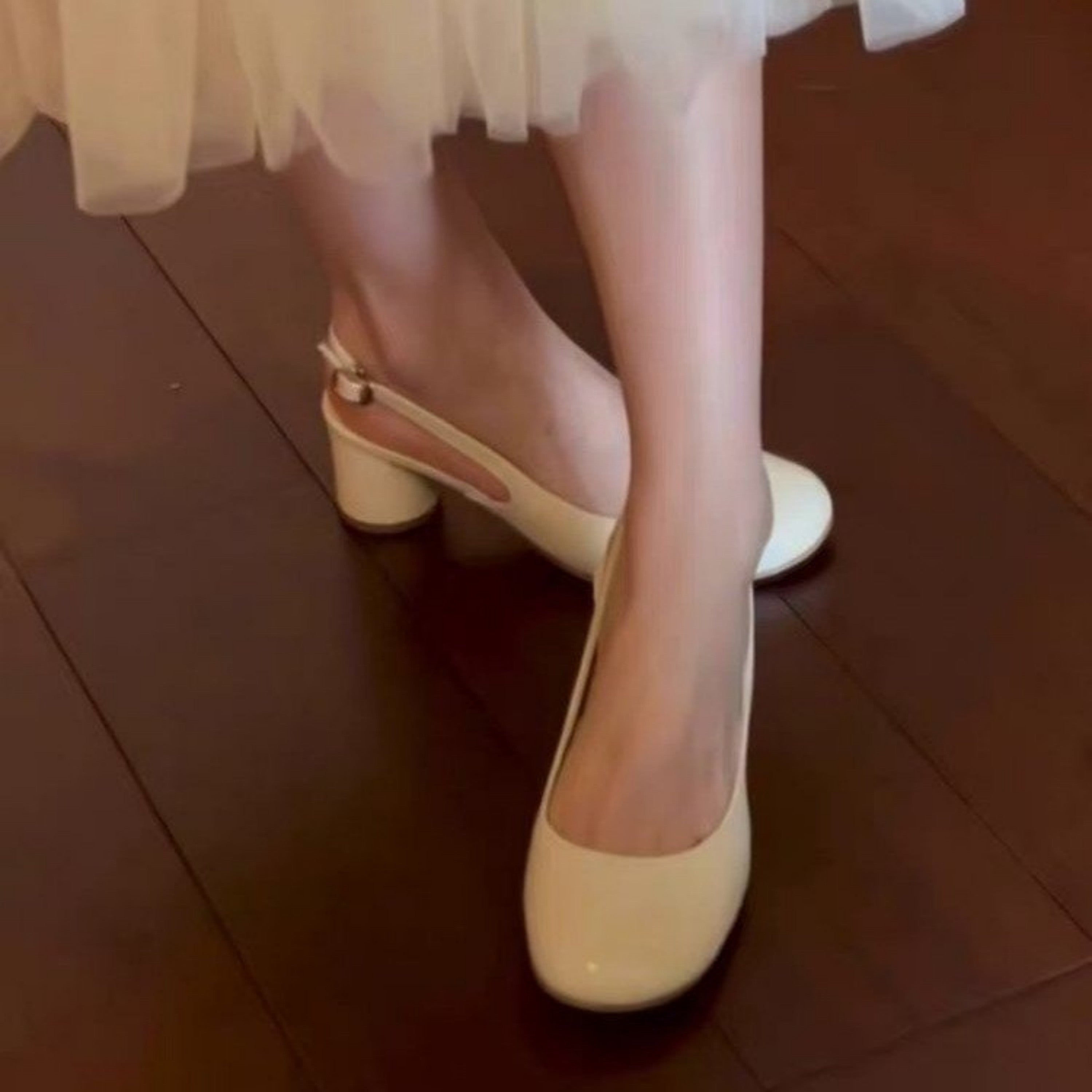 Femmes Minimaliste Français orteil rond Shallow Bouche Block Talon Mary Jane Chaussures Ele polyvalent