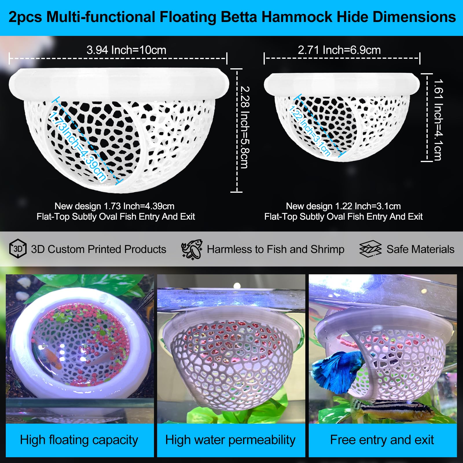 2pcs White Floating Betta Fish Hammock Bed