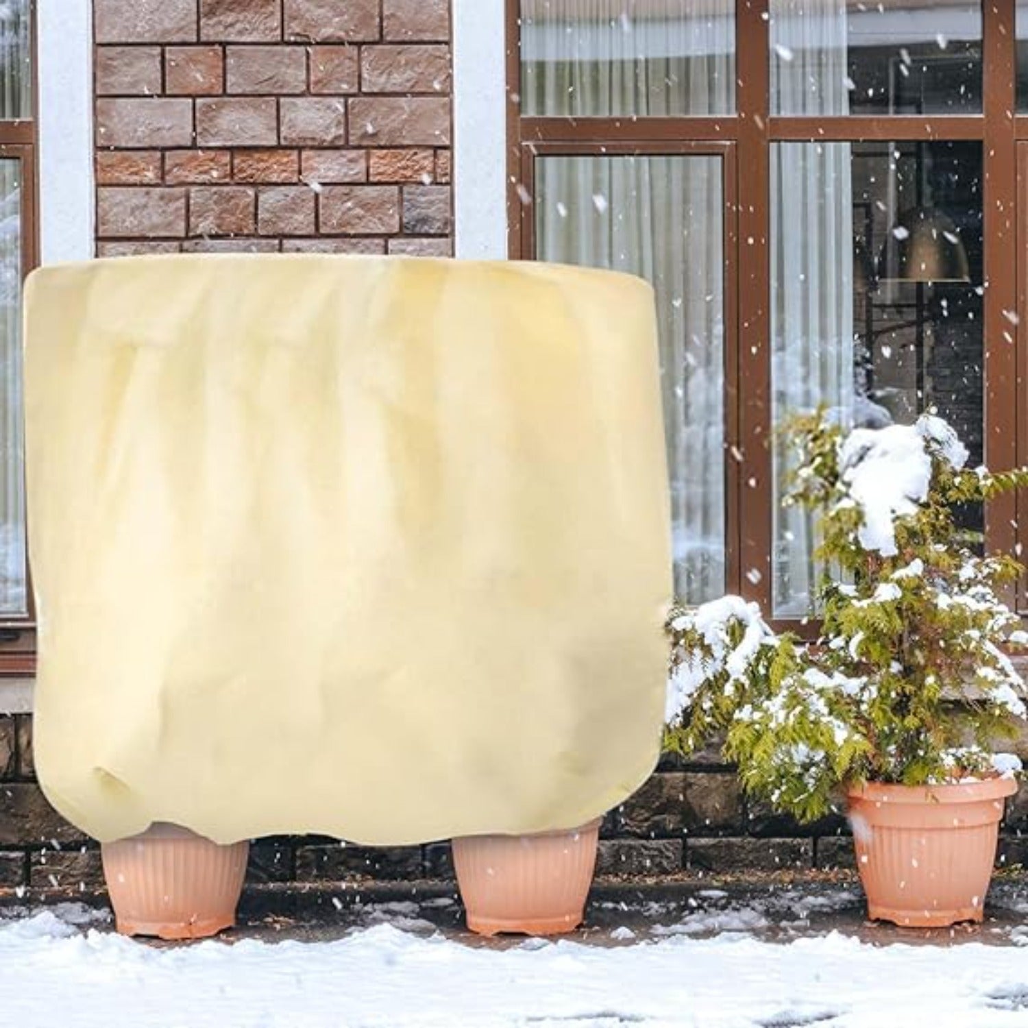 Protection de la plante jaune clair Hiver 180 × 120 Cm Sac de protection du gel Hiver Plant Protec