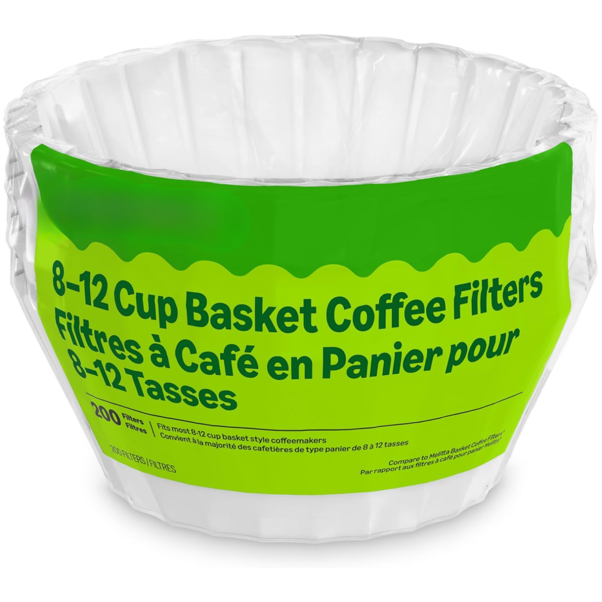 200 Count Basket Filtres à café pour 8-12 tasse Cafe makers Filtres à papier jetable blanc
