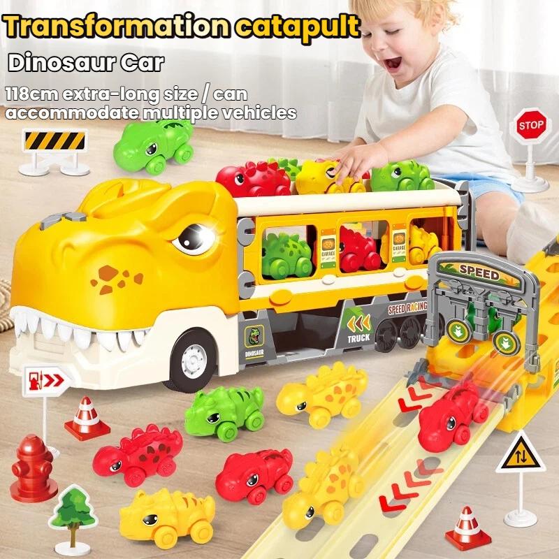 Jouet de rangement de piste pour enfants en forme de dinosaure