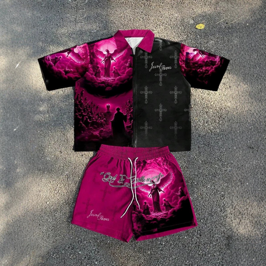 Ensemble de chemises Zip-Up Angel-Print