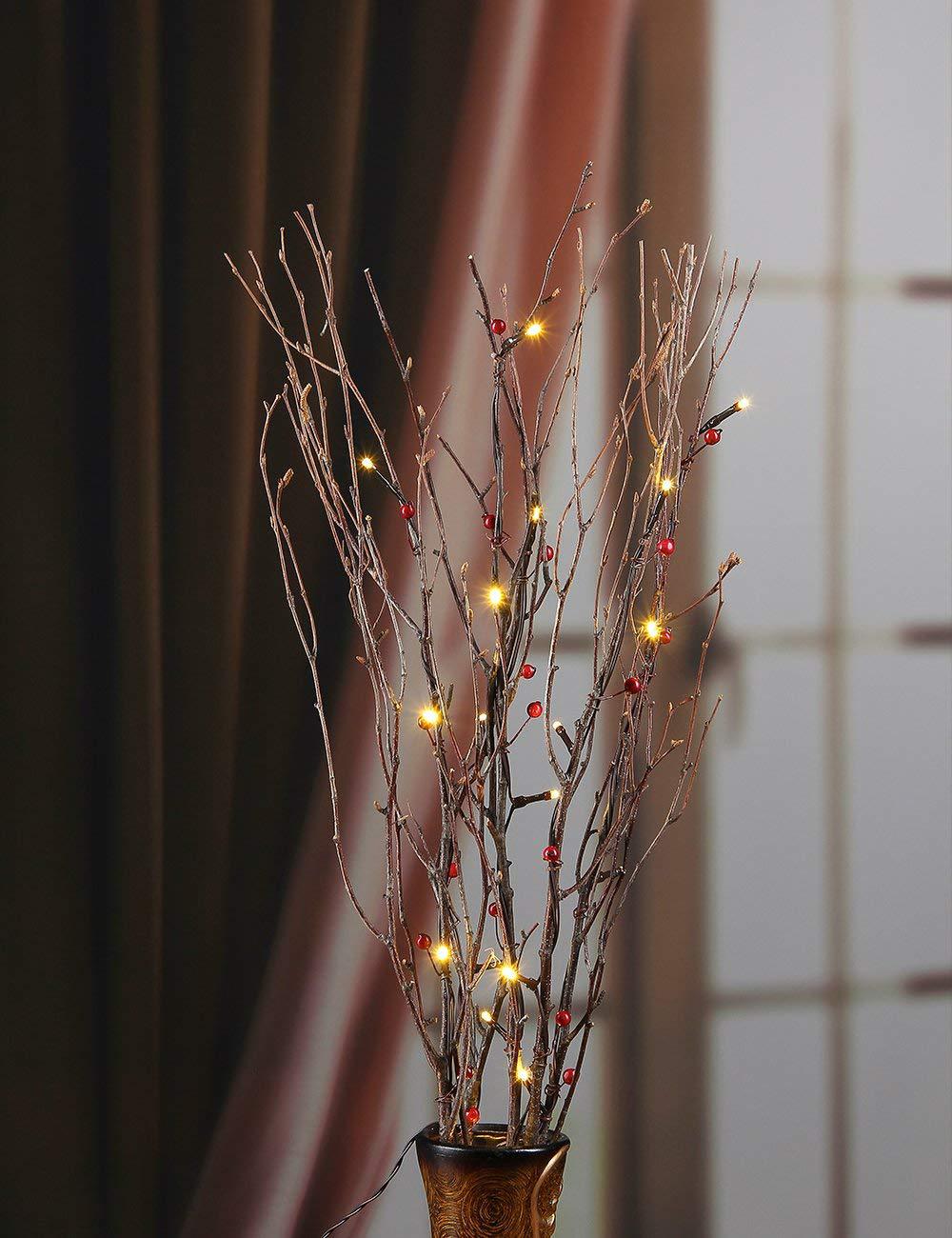 Decorative string lights illuminate the night