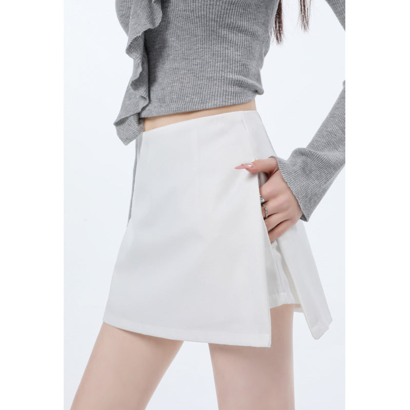 High-waisted skirt trousers with side fastening