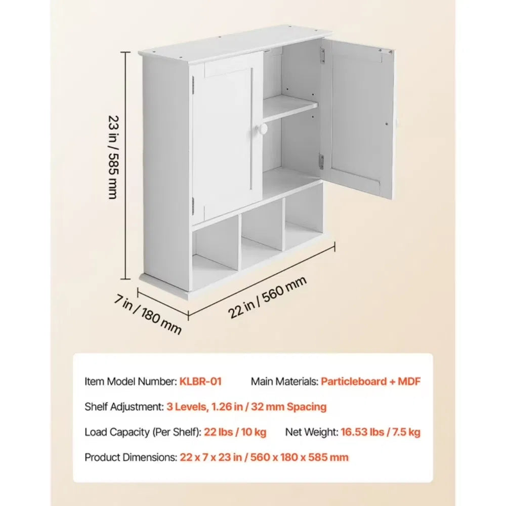 Cabinet mural avec 2 portes et plateau réglable