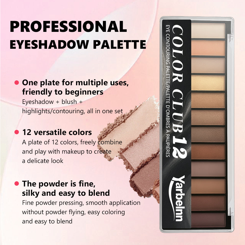 12 nuances Matte Cement foncé Smoky Eyeshadow Palette