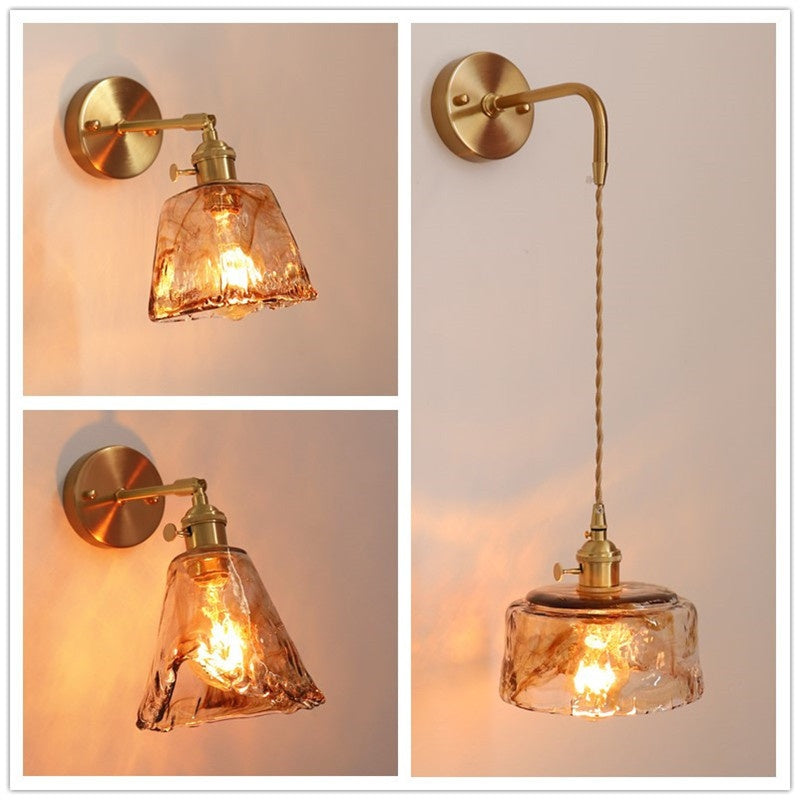 Sconce murale en verre rétro en laiton de style japonais