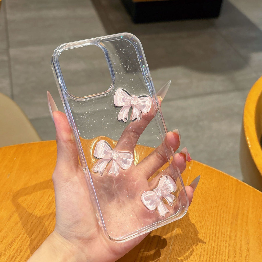 Bow Knot Epoxy boîtier de téléphone transparent résistant à la chute