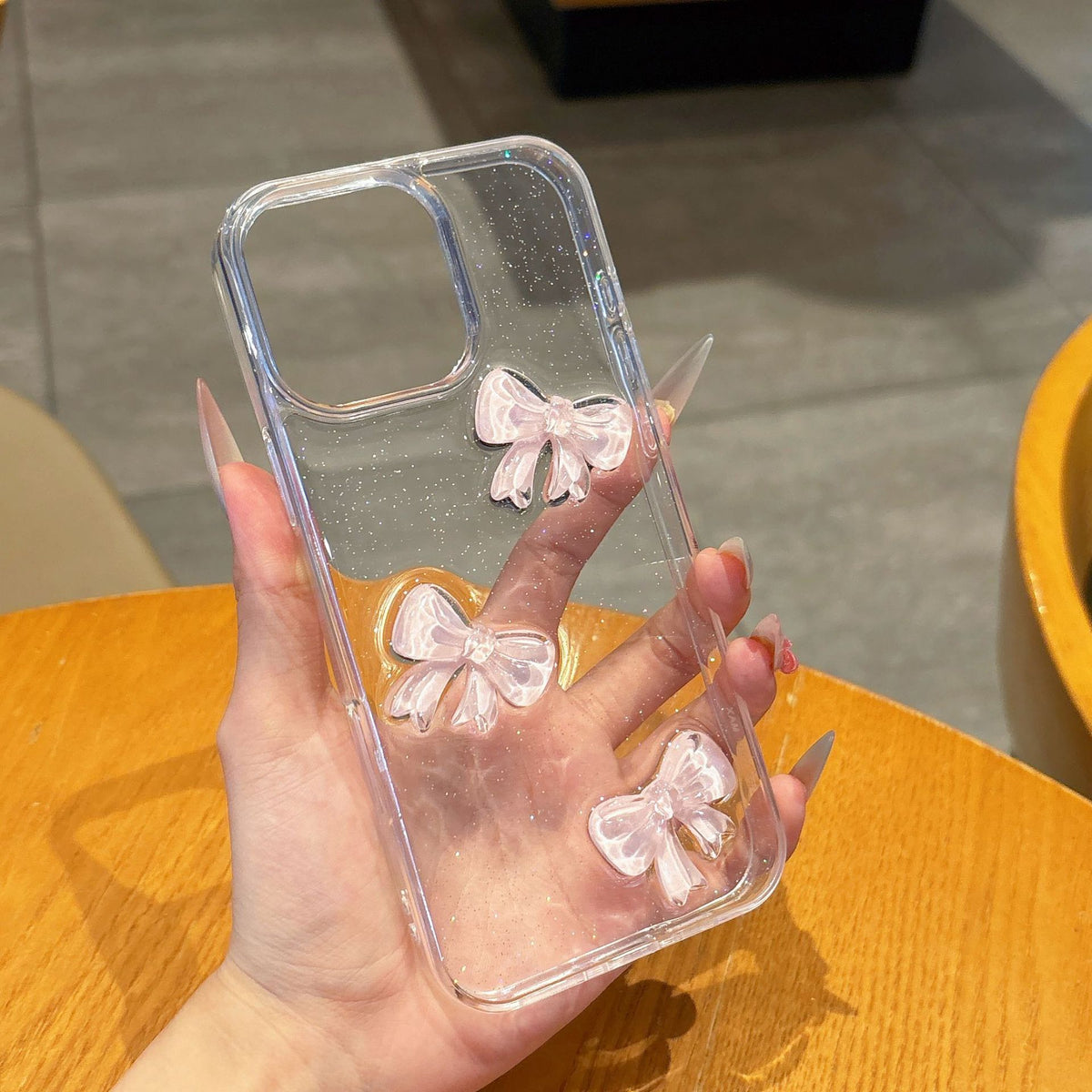 Bow Knot Epoxy boîtier de téléphone transparent résistant à la chute