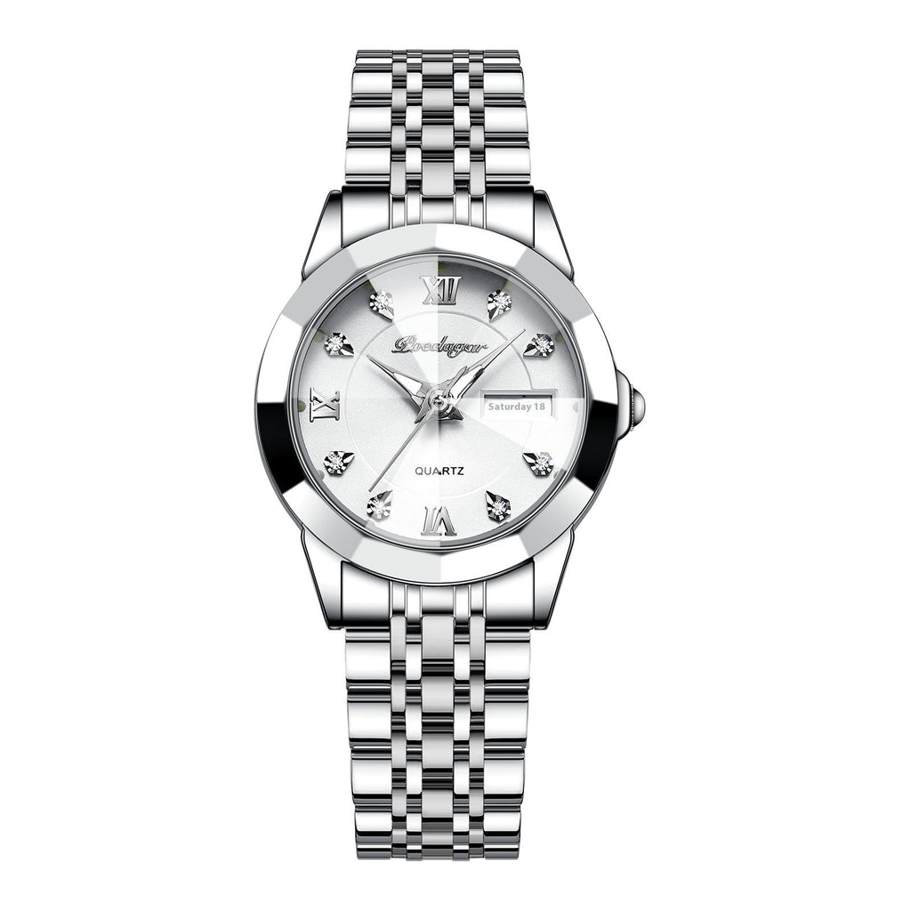 Femmes étanche double calendrier lumineux Wrist Watch