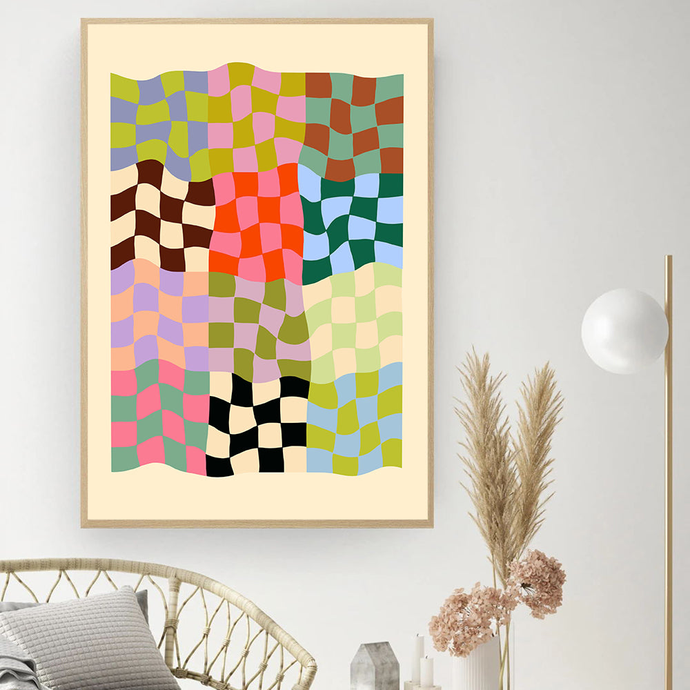 Colorful Abstract Wavy Lines Motif toile peinture