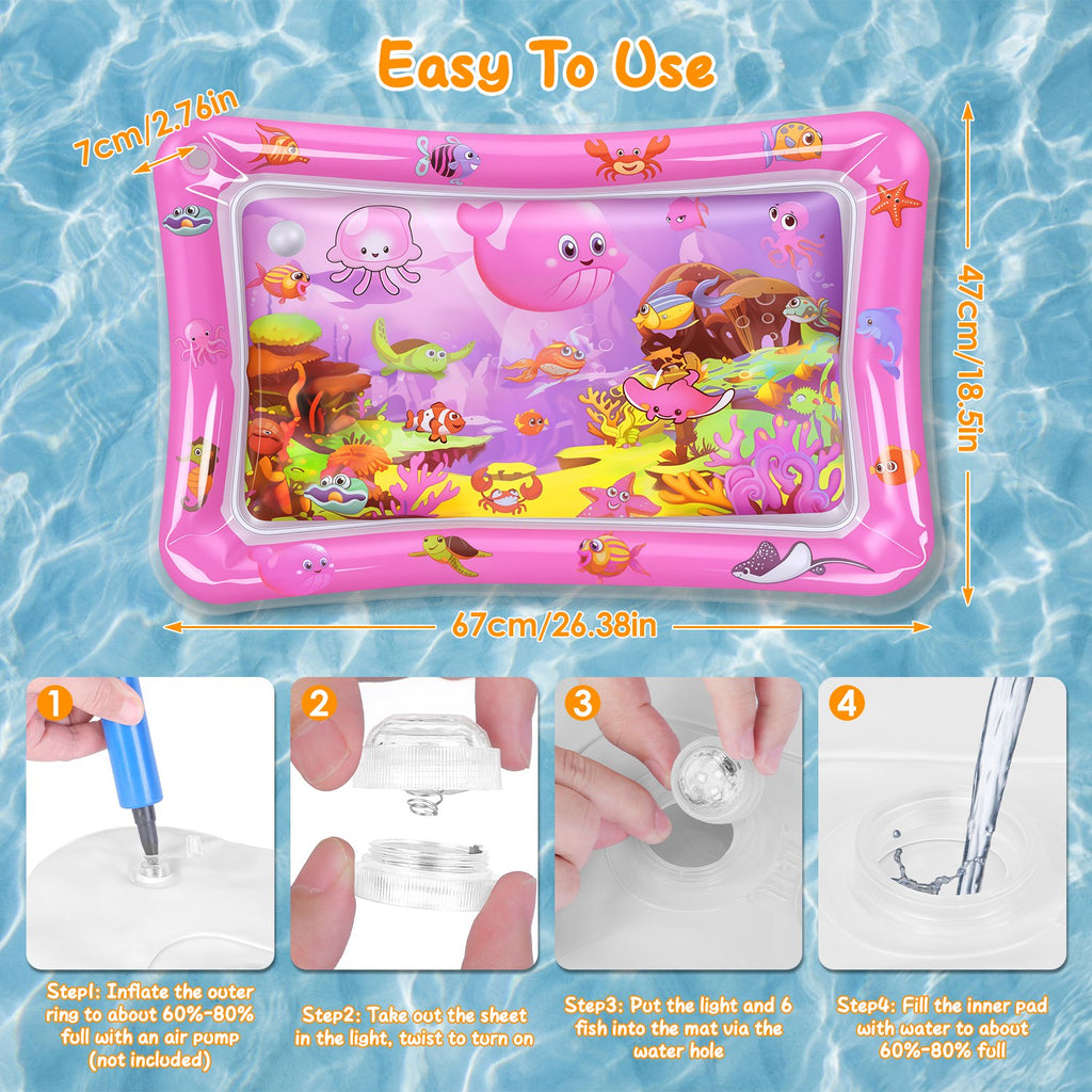 Mat d'eau chat interactif de jeu sensoriel avec des jouets flottants de poisson LED couleur changeant ligh