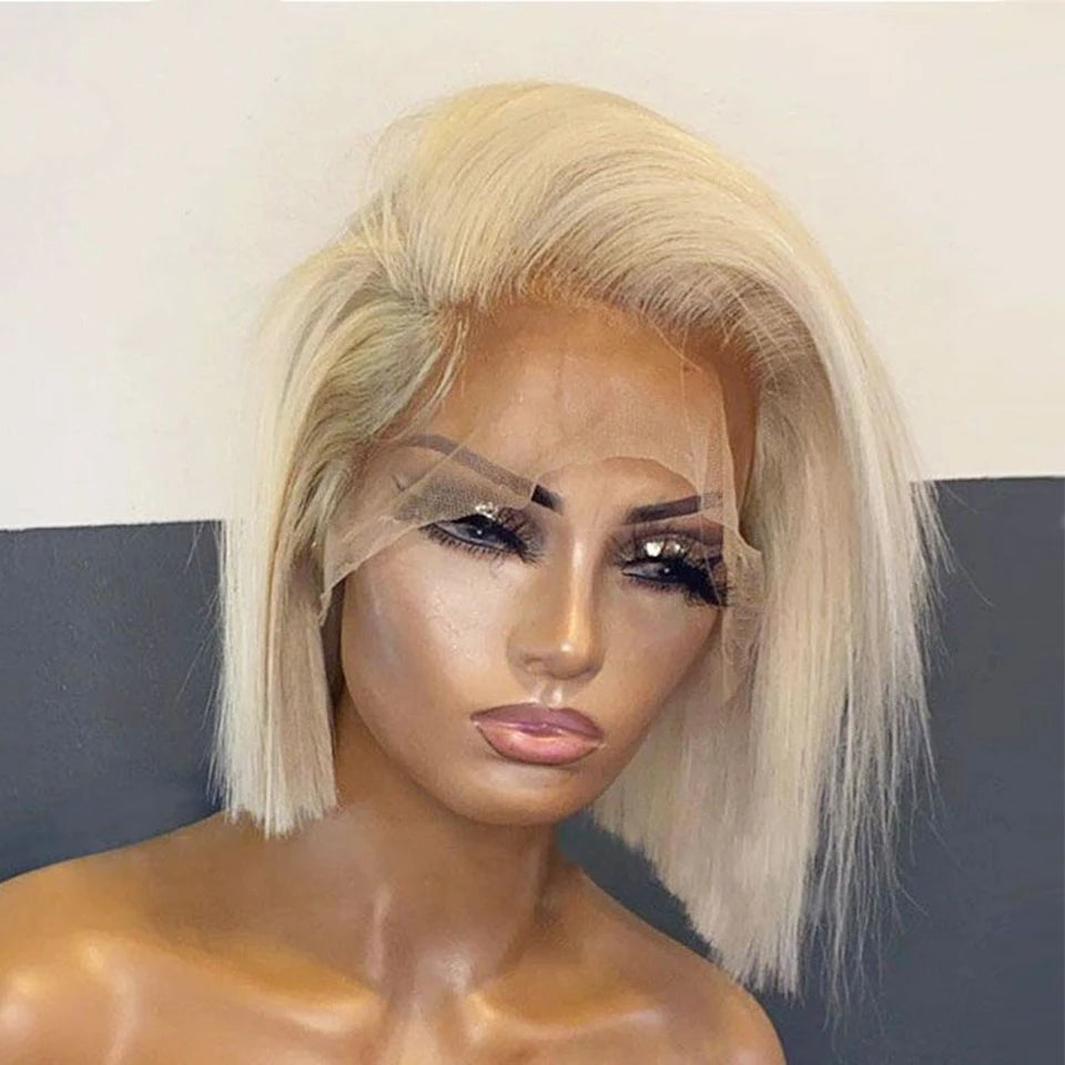 Edge Split Tête dorée teinte brune courte droite coiffure