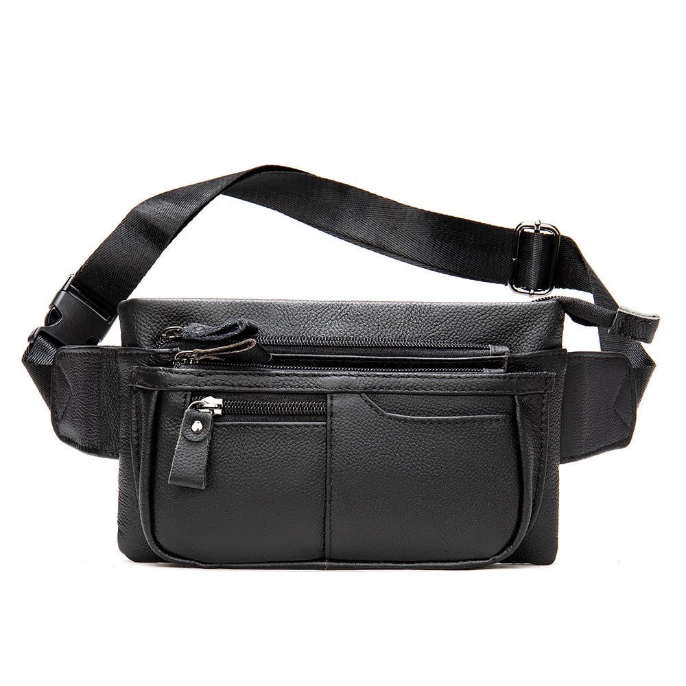 Premier couche Cowhide Casual Sports Cross Corps sac poitrine pour les hommes