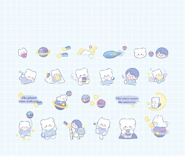 Waxy Ji Blue Série continue Stickers Decorative pour Tente Main Mignonne