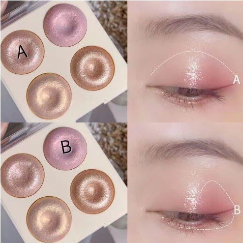 Palette en surbrillance bicolore avec ombre à paupières chatoyantes