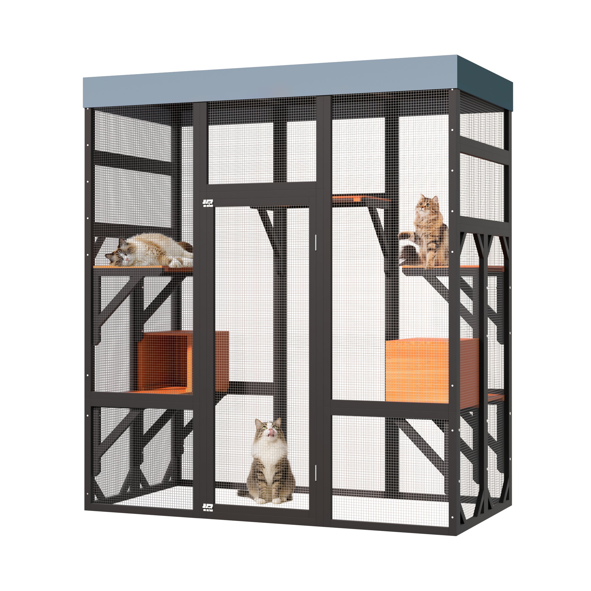 Catio en bois noir de 62.6" pour chats