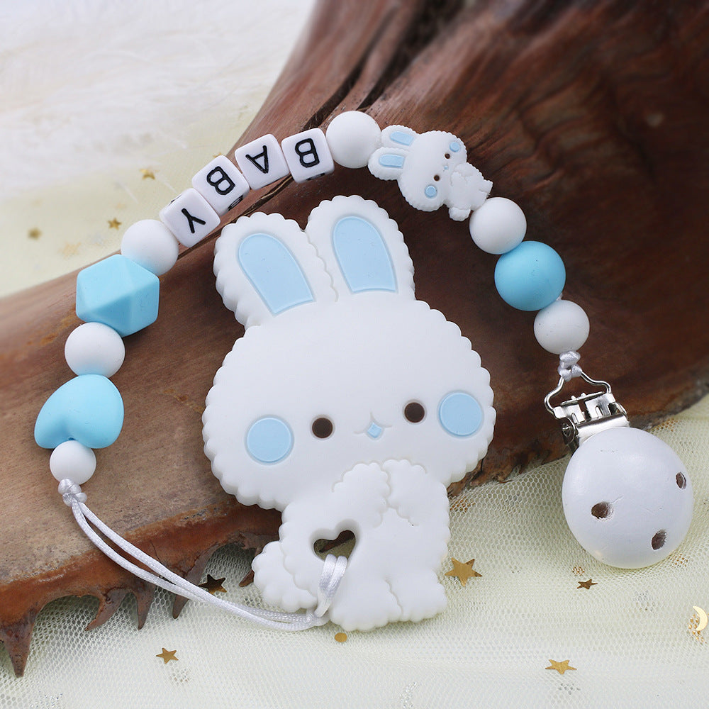 Baby Silicone Lapin Gel Dental Set Bite Comfort Pacifier Chaîne