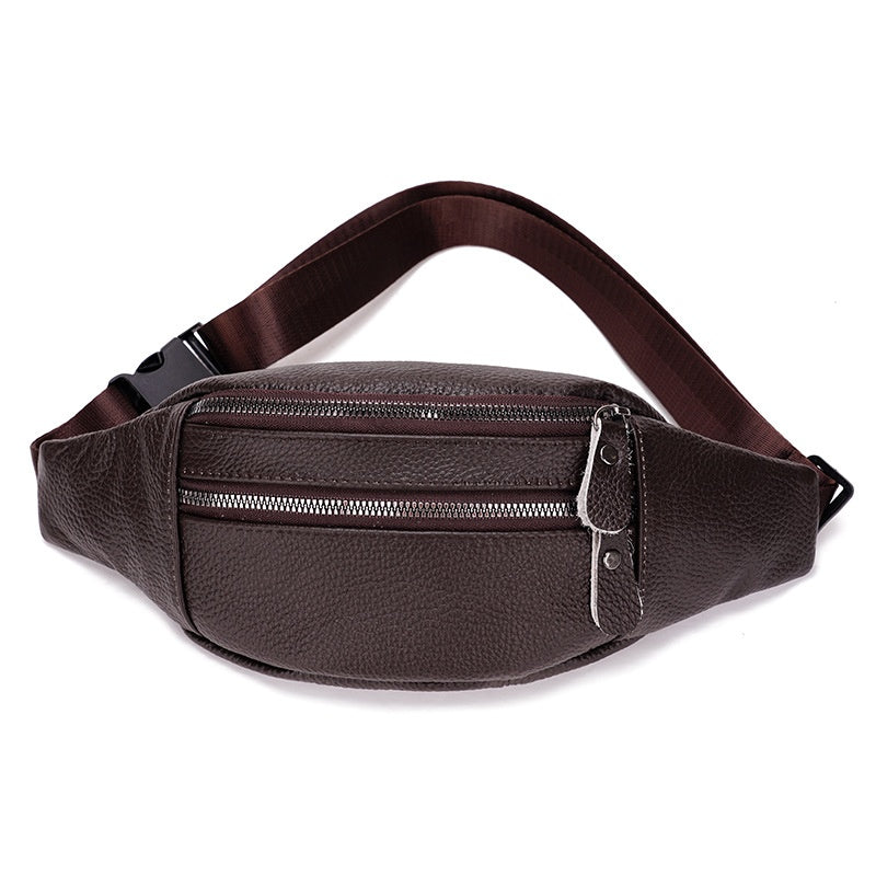 Véritable sac de ceinture en cuir pour hommes Première couche Cowhide Multi-fonctionnel