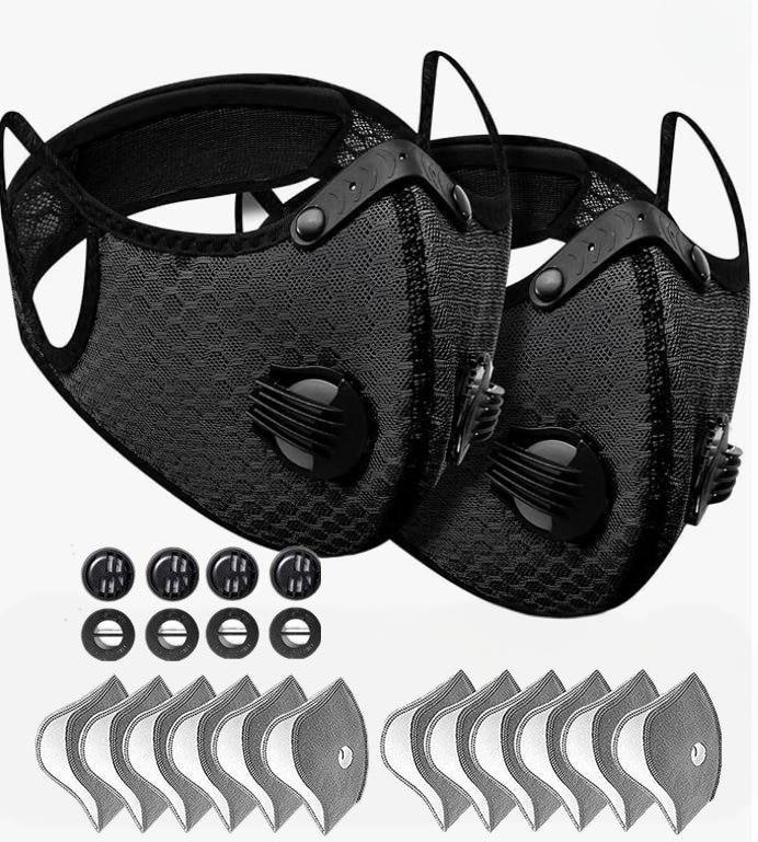 Masque de visage Sport Cycling avec valves de respiration au filtre au carbone actif