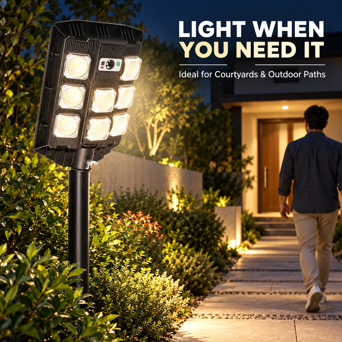 Solar Powered Motion Sensor Garden Light W7101A 3 Pour la décoration de jardin LED Landscape Lighti