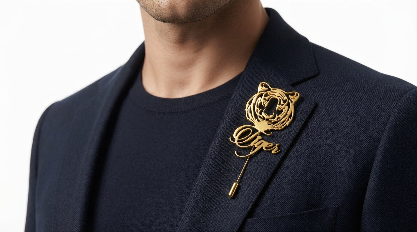 Pinceau personnalisé en argent plaqué or 24K