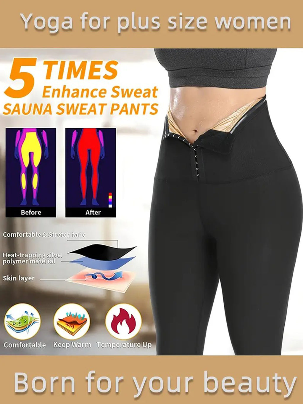 Pantalons de sweat Sauna pour femmes haute pression de compression Lombrage Leggings Workout Thermo Pant W