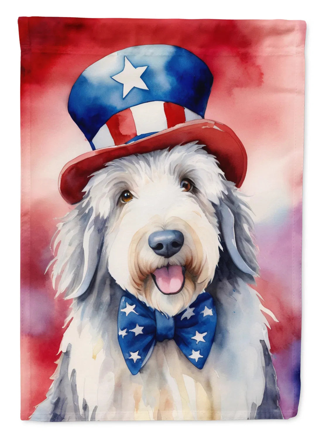 Ancien anglais Sheepdog Patriotique American Garden Flag Mailbox Flag Drapeau décoratif Banne