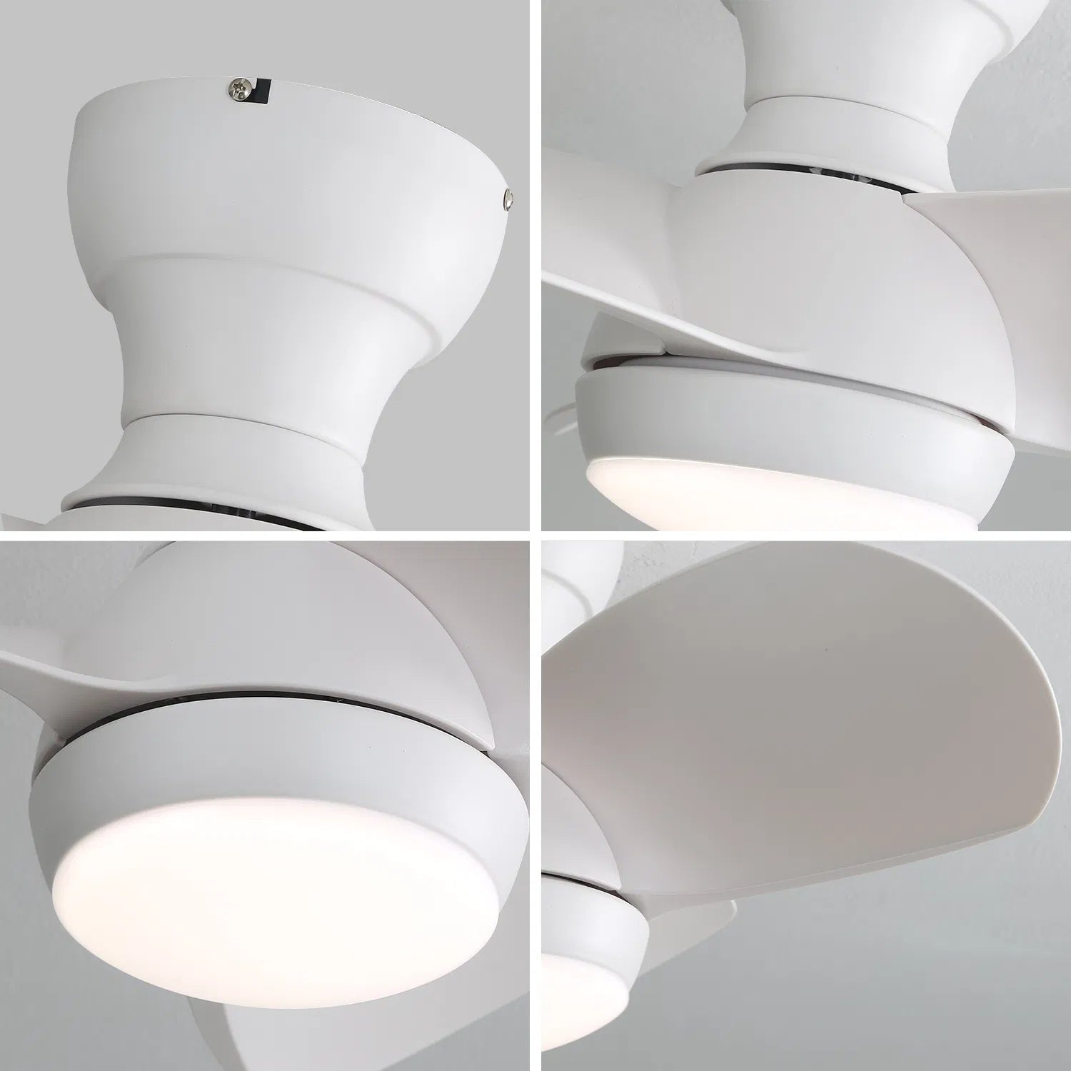 Ventilateur de plafond intérieur 23 pouces avec 3 couleurs dimmables 3 lames ABS Télécommande réversible DC