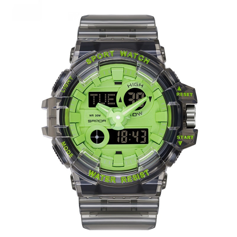 Trendy Sports Montre électronique Mode Double affichage Grand Cadran Lumineux Imperméable Unise
