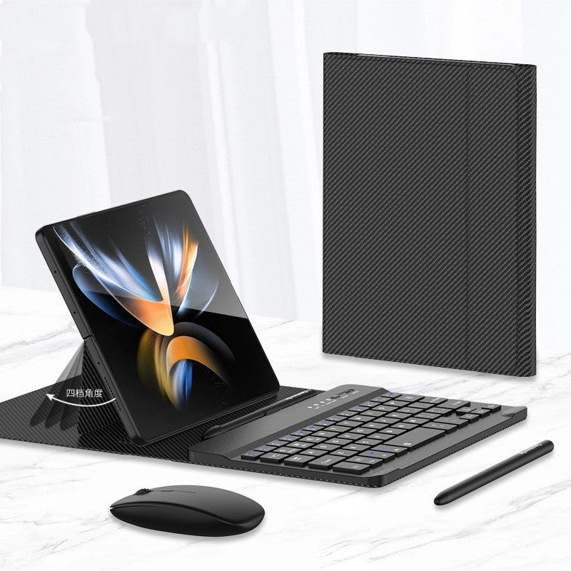 Clavier sans fil pliant Étui en cuir pliant Téléphone mobile Porte-clés Creative Bluetooth Mous