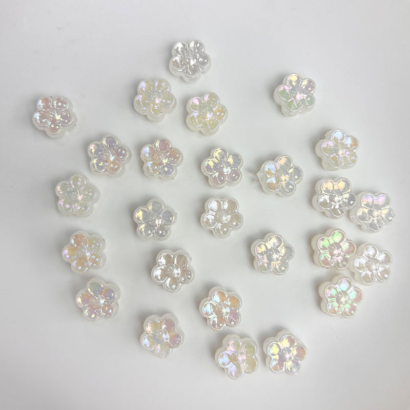 Mini perles de fleurs en acrylique 5-Petal avec paillettes d'or fin