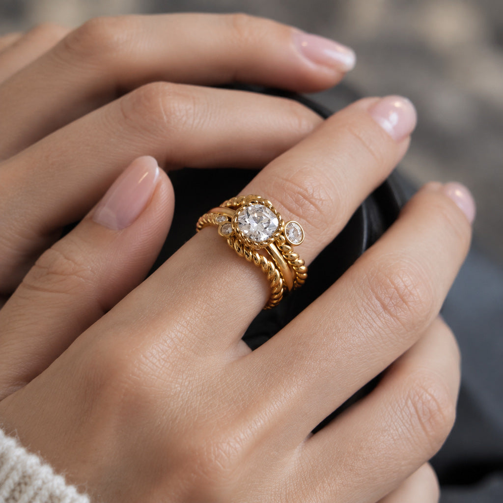 Zircon Titanium anneau en acier pour les femmes