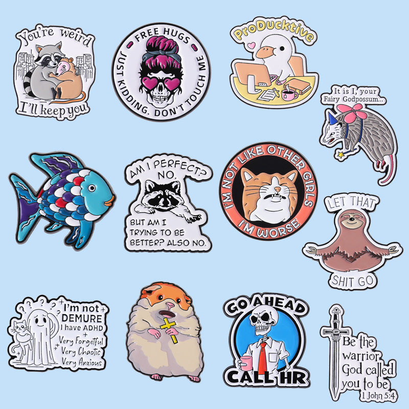 Brooches métalliques mignonnes et quirky avec une souris cartoon créative et d'autres animaux ludiques