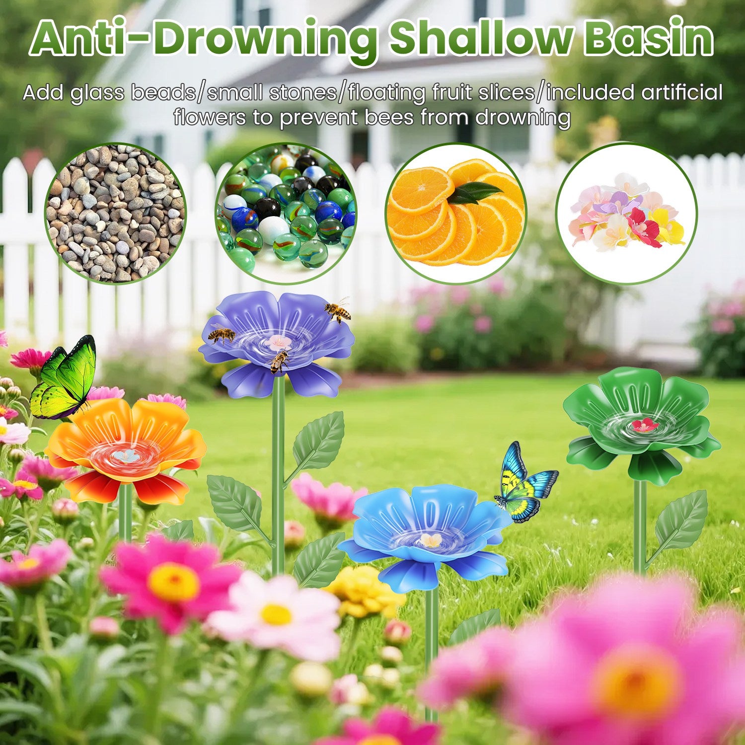 6Pack Stations d'arrosage des abeilles métalliques