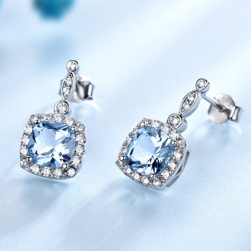 925 Collier en argent sterling Sky Blue Topaz Four-Piece Set
