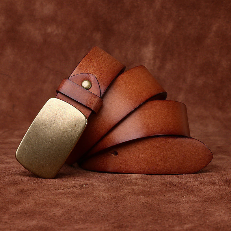 Ceinture de smooth Buckle Retro de la couche supérieure large