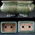 Pot à fleurs rectangulaire en argile pourpre de style antique avec une bouche restreinte